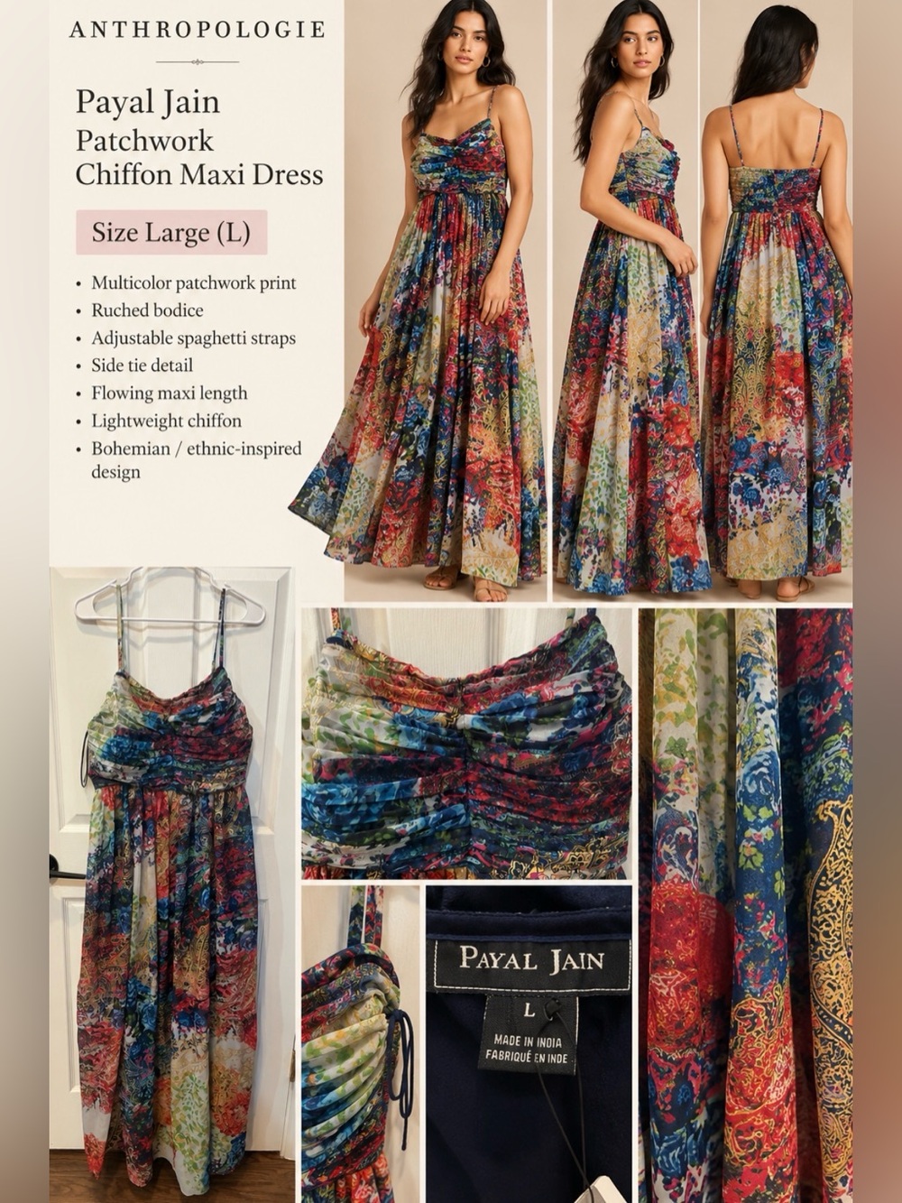 Payal Jain Multicolor Patchwork Chiffon Maxi Skirt - Bohemian Flow